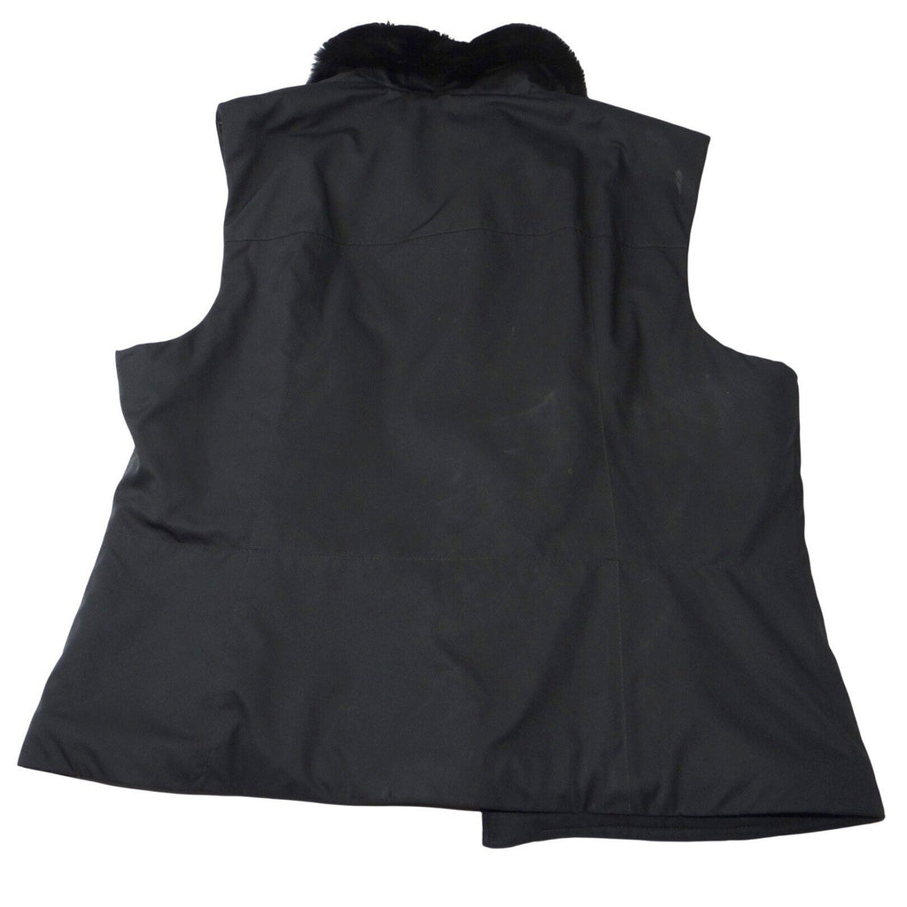 Ann Taylor Petites Black Faux Fur Collar Zip Vest Women Size LP