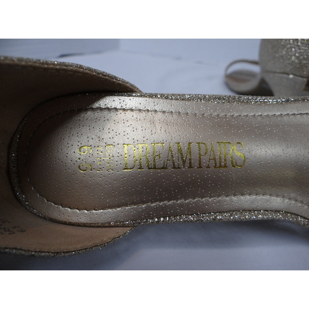Dream Pairs Women Gold Glitter Ankle Strap Stiletto Heels Dress Shoes Size 6.5