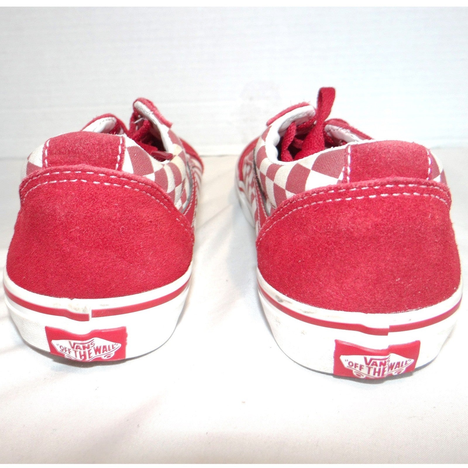 Vans Old Skool Red White Checkerboard Suede Canvas Kids Shoes Size 4.0 Youth