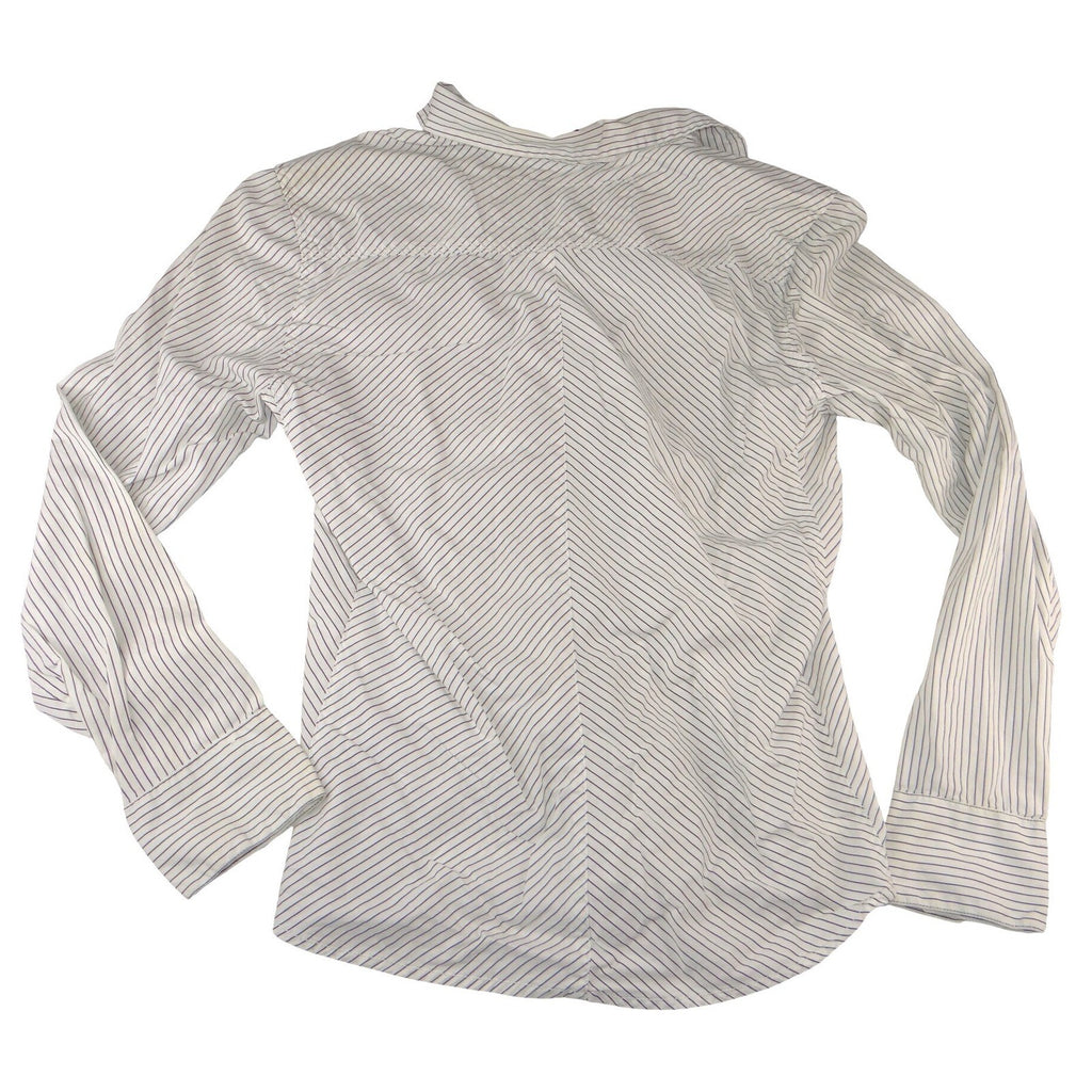 H&M &denim Mens White Blue Pinstripe Long Sleeve Button Down Shirt Large