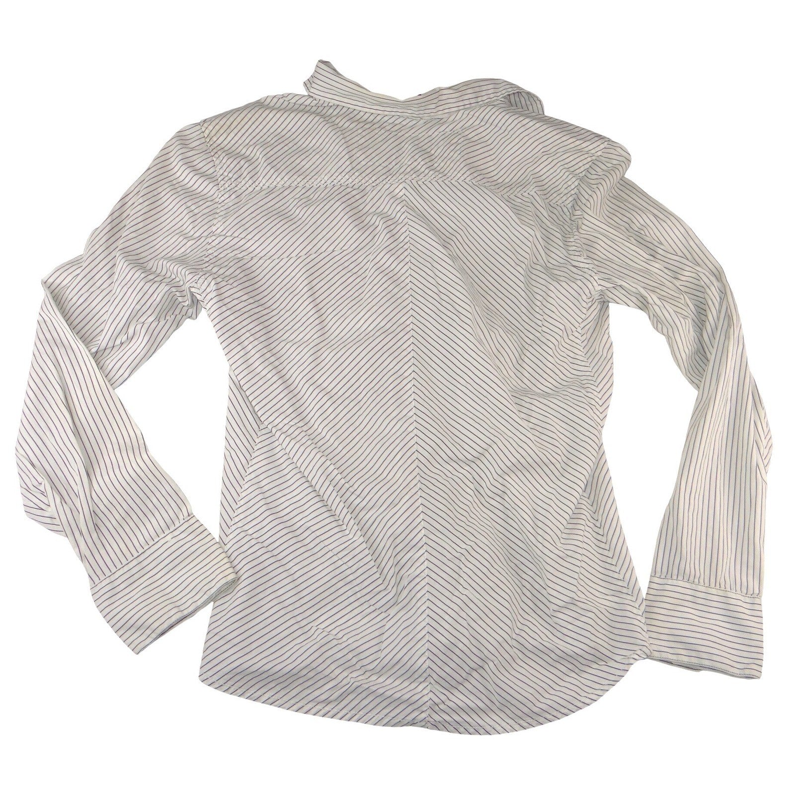 H&M &denim Mens White Blue Pinstripe Long Sleeve Button Down Shirt Large
