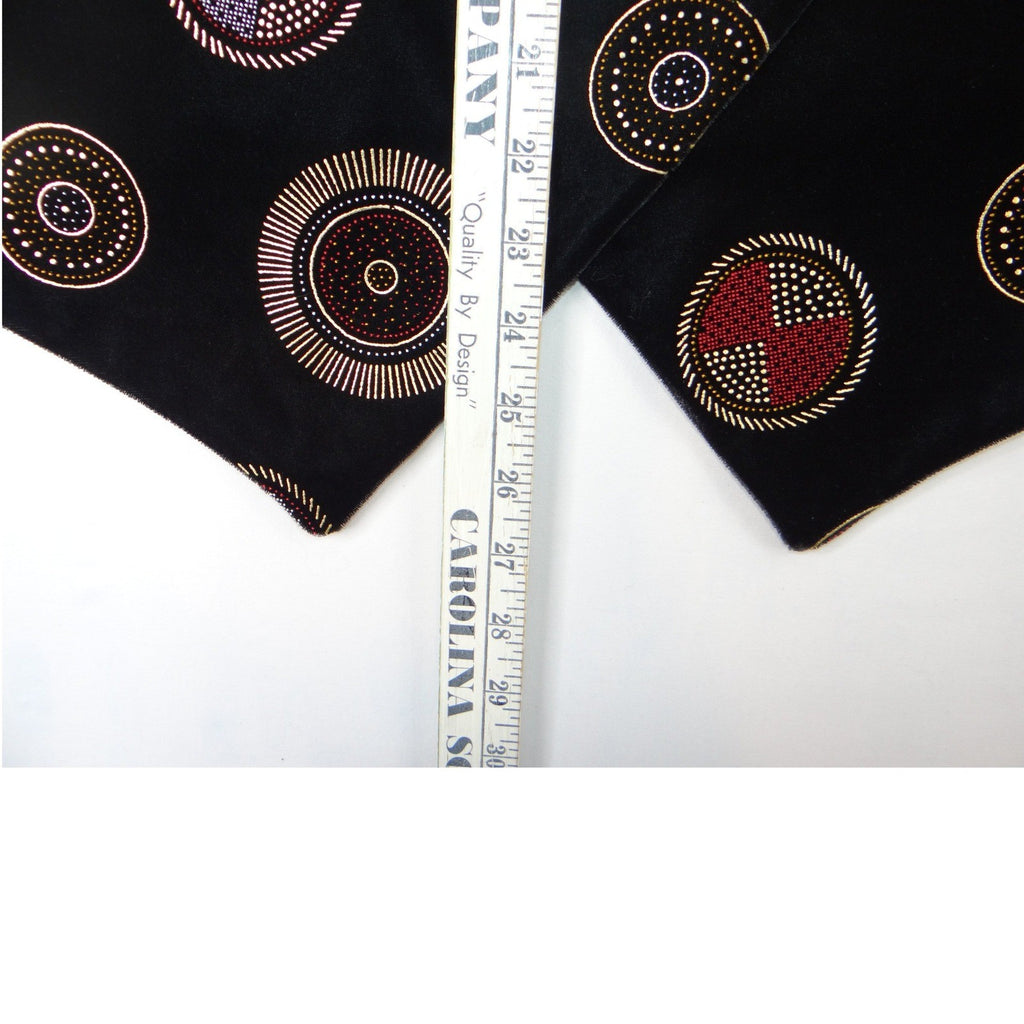 Stunning Vintage Black Velvet Geometric Print Vest with Red Gem Buttons