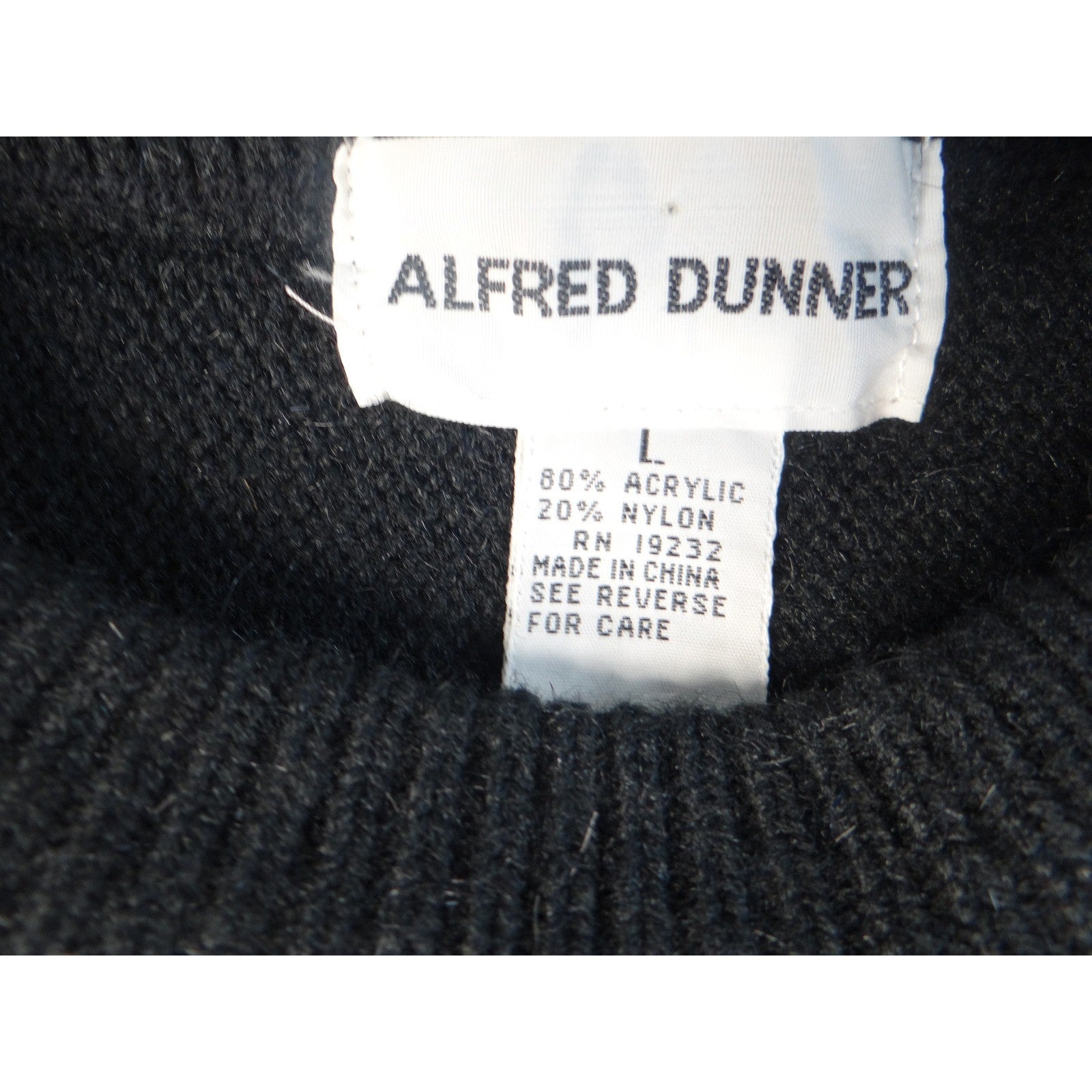 Vintage Alfred Dunner Women's Black White Starbursts Knit Sweater Size L