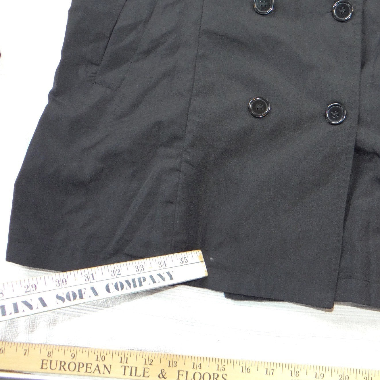 Womens Black Double Breasted Trench Coat XL Cuff Ties Mid Length Jacket