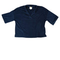 C&C California Navy Blue Terry Cloth Collared Short Sleeve Top Size L