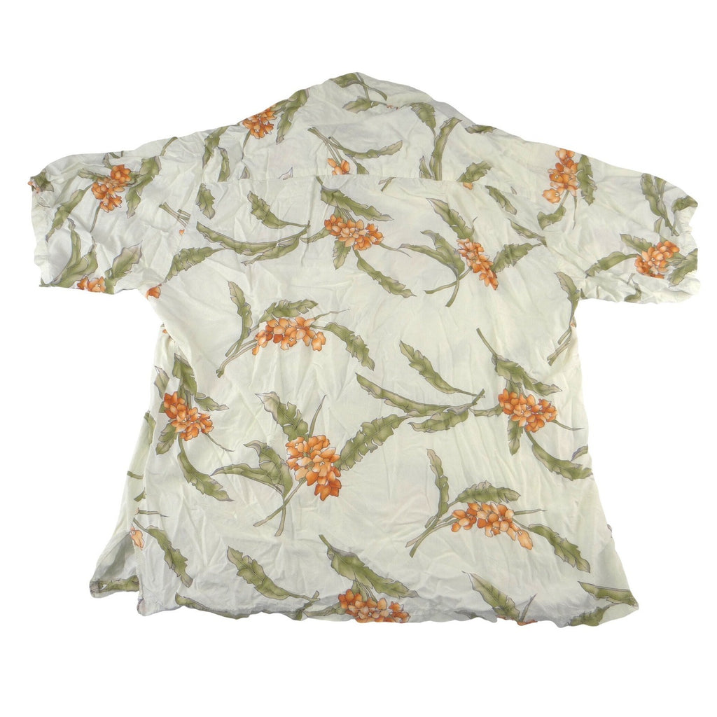Vintage Tori Richard Mens XL Aloha Shirt Cream Orange Tropical Button Down