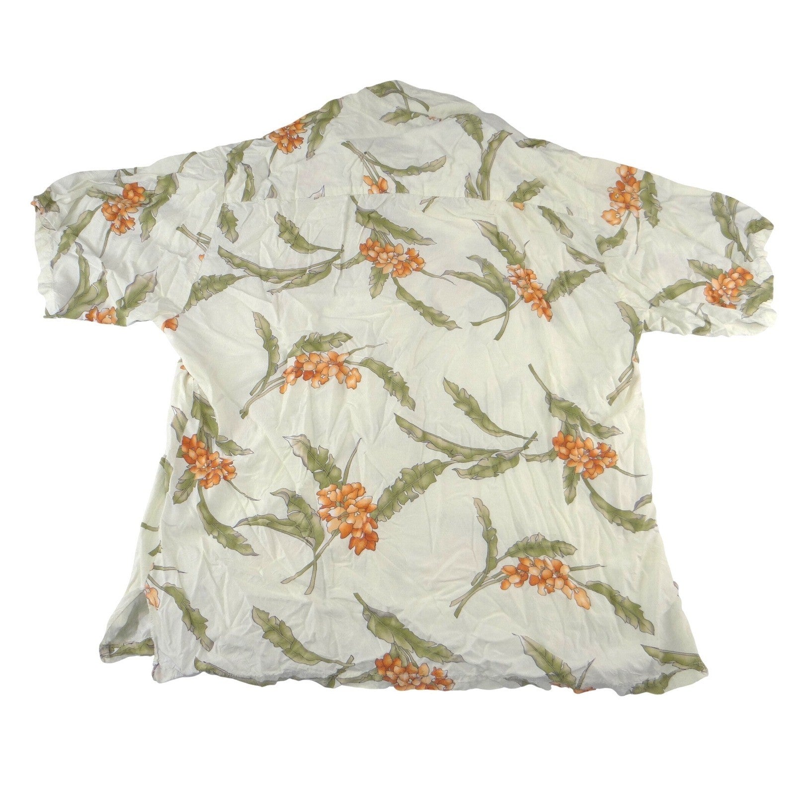 Vintage Tori Richard Mens XL Aloha Shirt Cream Orange Tropical Button Down