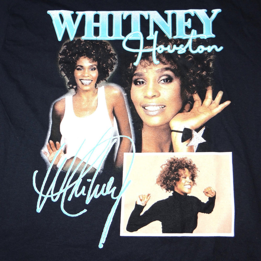 Whitney Houston Graphic T Shirt Black Cotton Short Sleeve Women's Size M NWOT