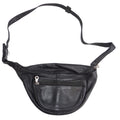 Vintage Black Leather Fanny Pack Waist Bag Multiple Pockets Adjustable Strap