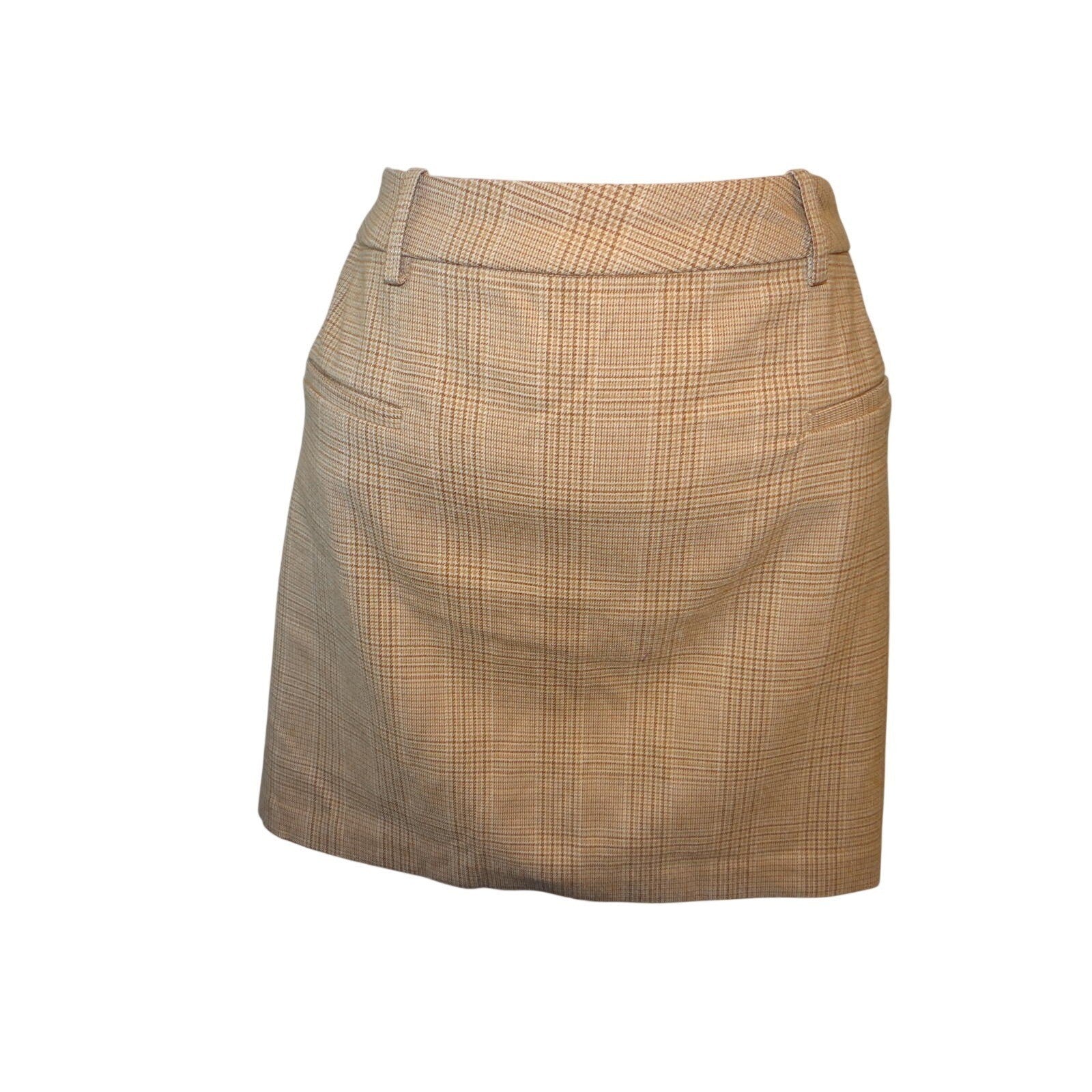 Divided H M Plaid Pencil Skirt Tan Brown Womens Size 10 Business Casual