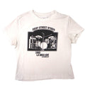 Y2K Daisy Street Studio Graphic T Shirt White Black Band Drum Guitar Logo Tee