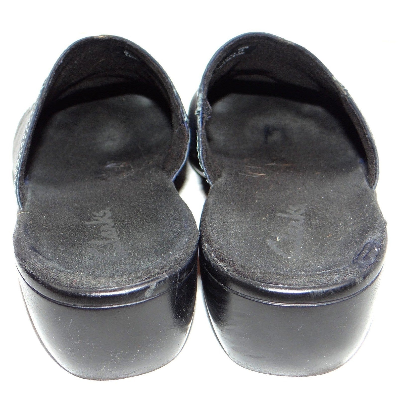 Clarks Womens Navy Leather Slip On Clogs Mules Shoes Size 7 M Style 846 16