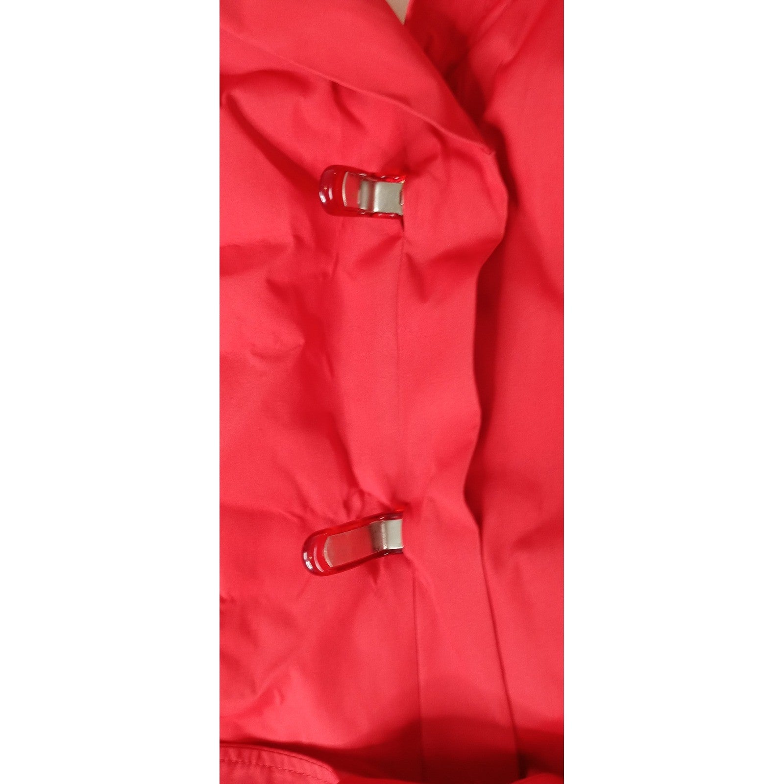 Vintage Drizzle Women's Red Hooded Belted Trench Coat Rain Jacket Size 14R