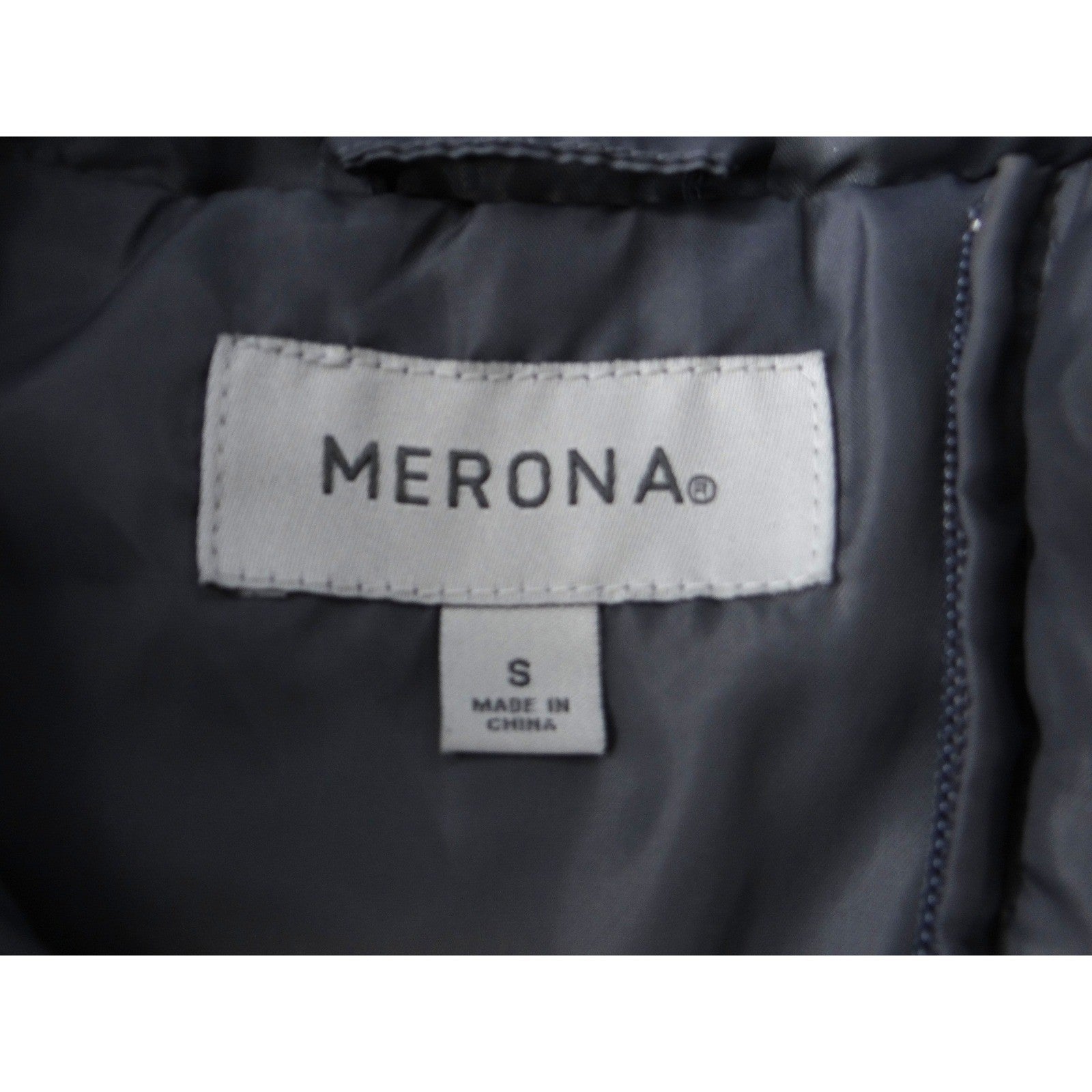 Merona Womens Gray Puffer Vest Quilted Stand Collar Full Zip Size S