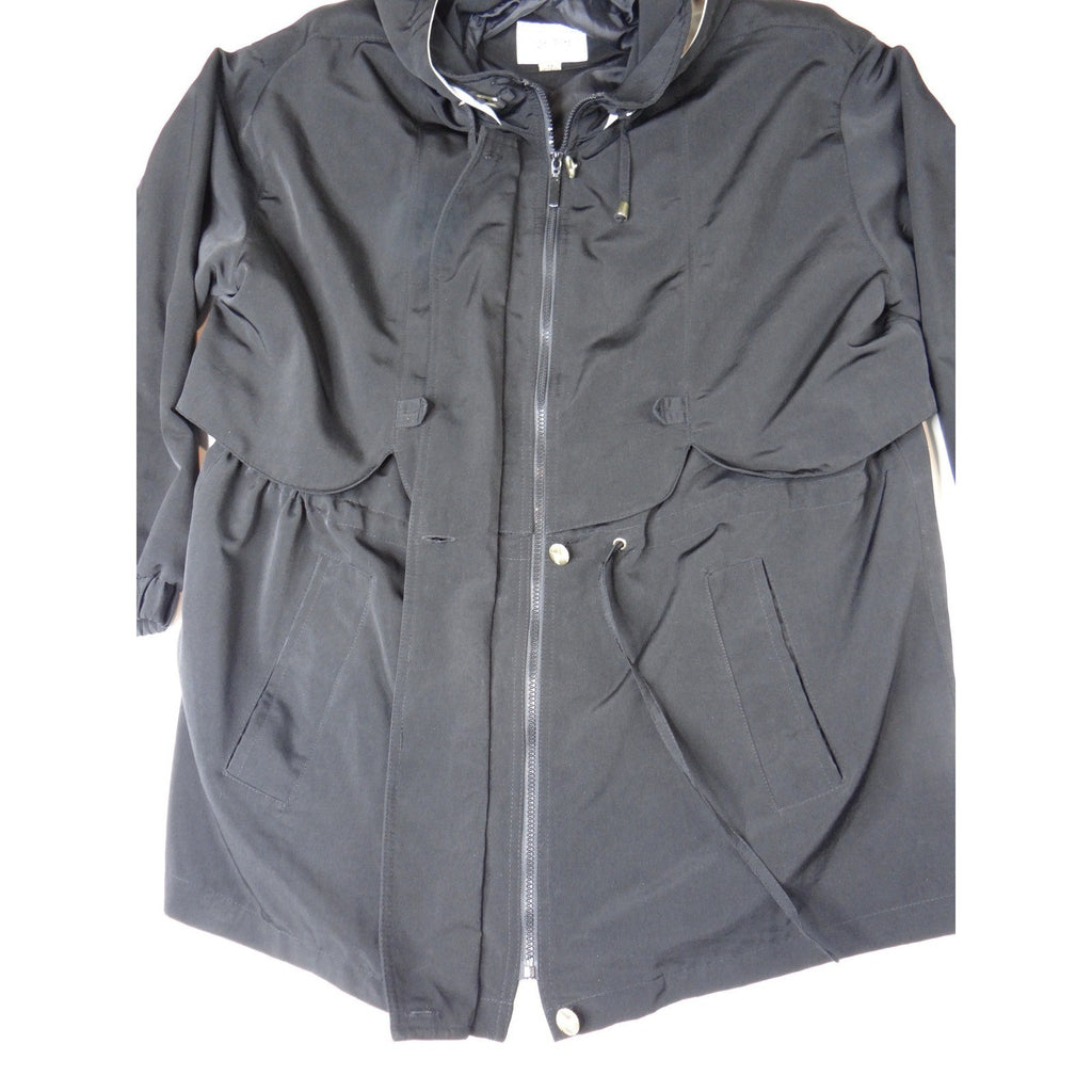 Giorgio Morandi Black Hooded Drawstring Parka Jacket Women's 1X