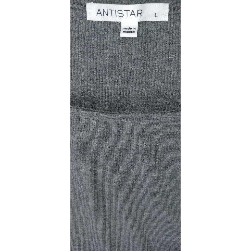 ANTISTAR Women's Charcoal Gray Ribbed Boat Neck Short Sleeve Dress Size L