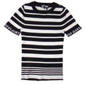 DKNY Jeans Womens Black White Striped Ribbed Knit Short Sleeve Top XS