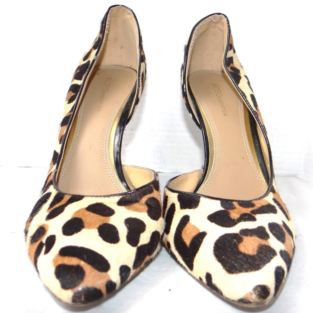 BCBGeneration Jaze Leopard Print Calf Hair d'Orsay Pumps Heels Size 9M PL-JAZE-X