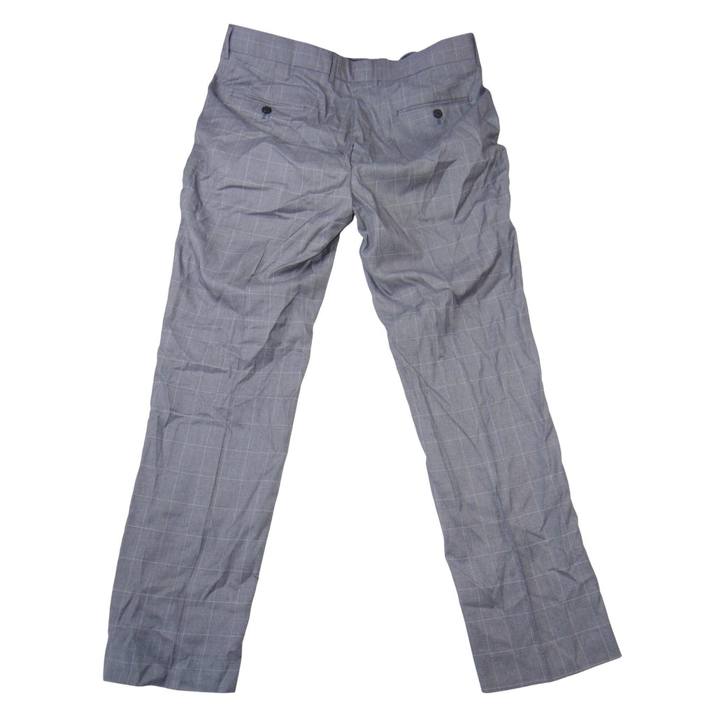 Grey Windowpane Plaid Straight Leg Dress Pants S6037 Stretch Trousers Size 38