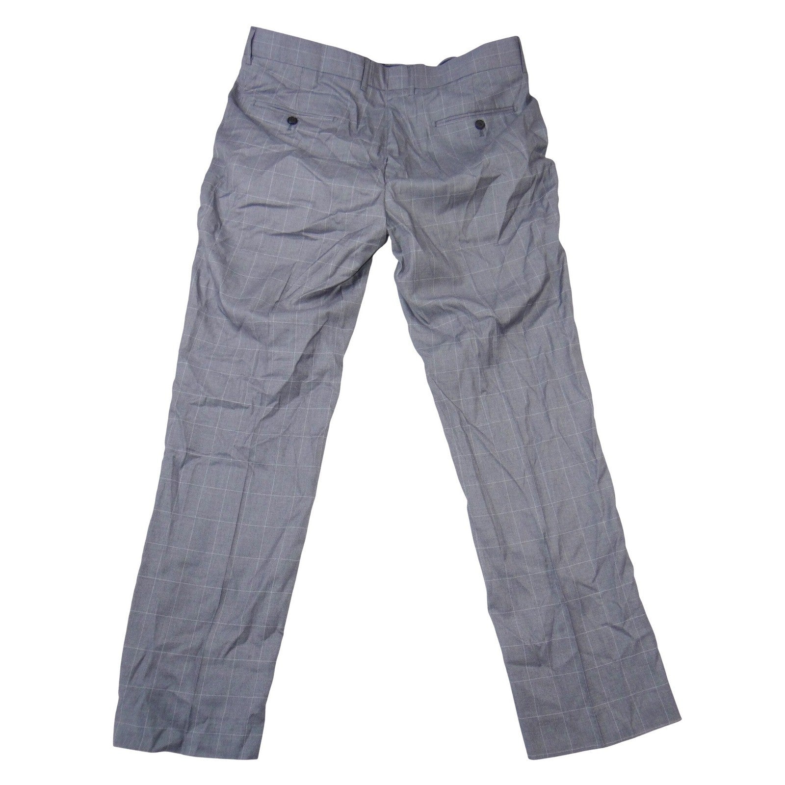 Grey Windowpane Plaid Straight Leg Dress Pants S6037 Stretch Trousers Size 38