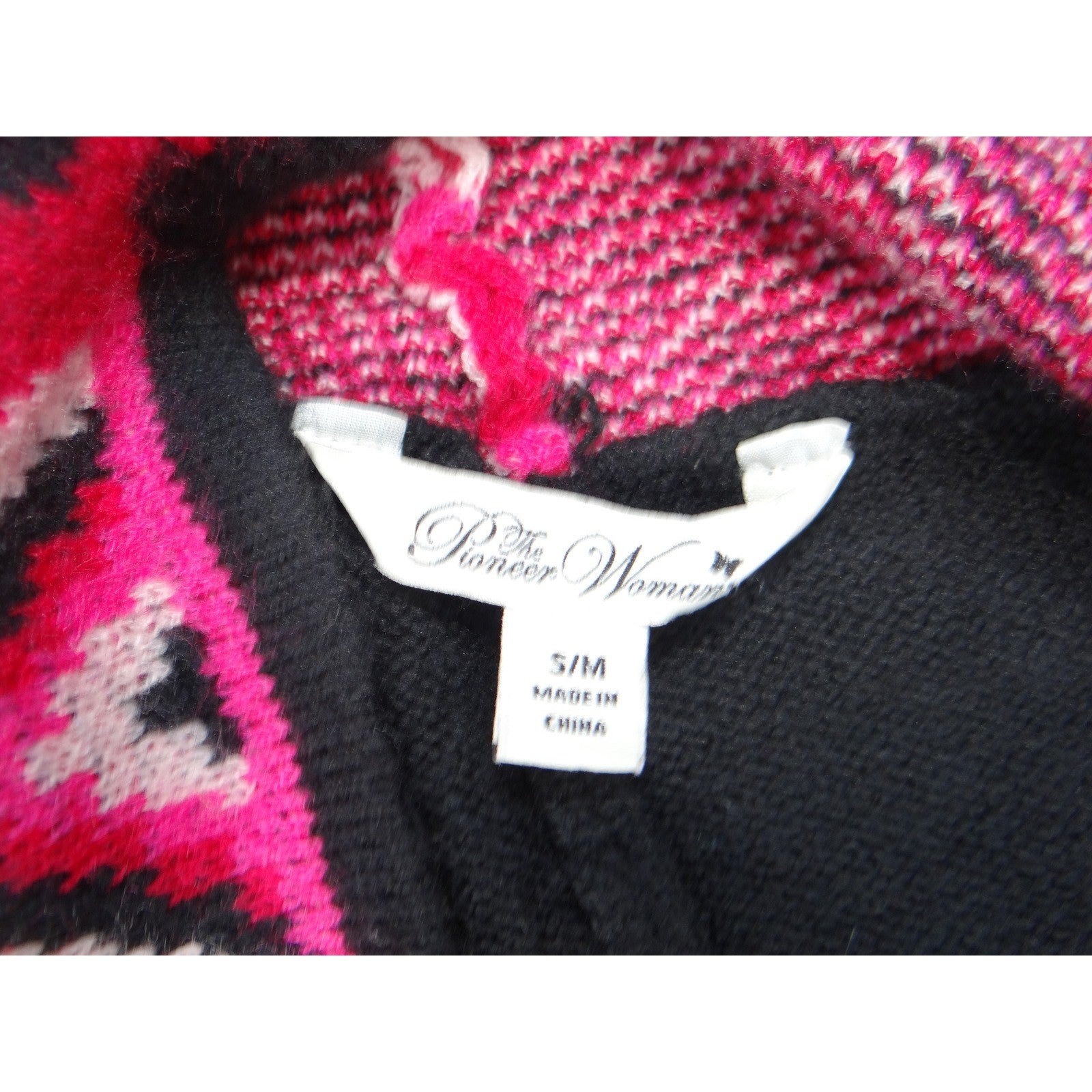 The Pioneer Woman Black Geometric Aztec Open Front Cardigan Sweater S M