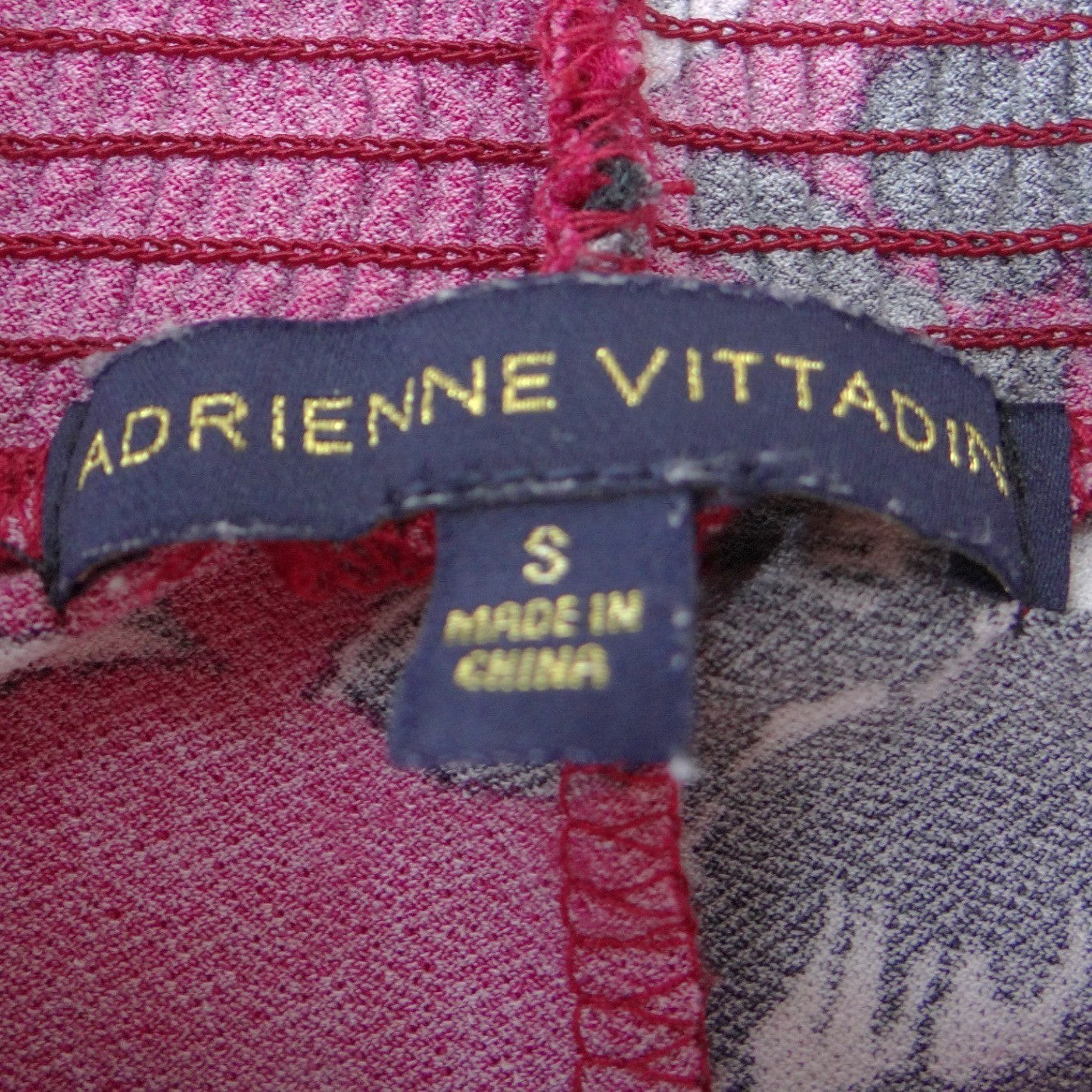 Adrienne Vittadini Red Black Floral Smocked Waist Midi Dress Long Sleeve Small