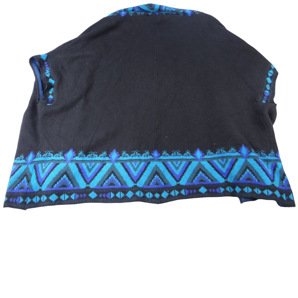 The Pioneer Woman Black Blue Geometric Print Open Front Cardigan Sweater S M