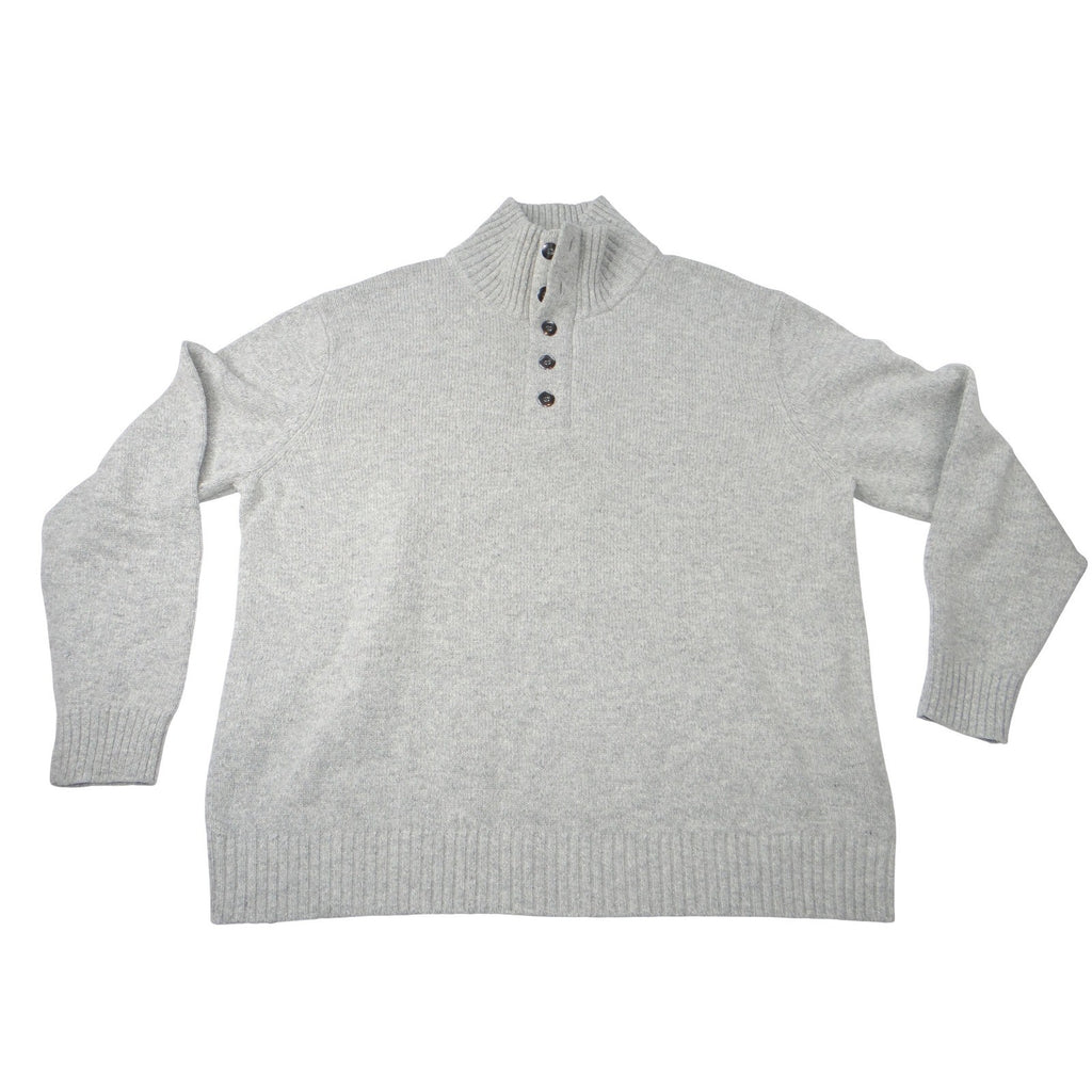 Lands End Mens Gray Mock Neck Button Quarter Zip Sweater XXL 50-52