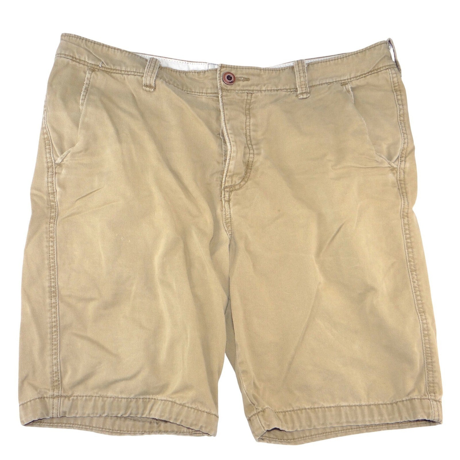 Hollister Mens Khaki Tan Chino Shorts Size 36 Cotton Twill Casual Summer