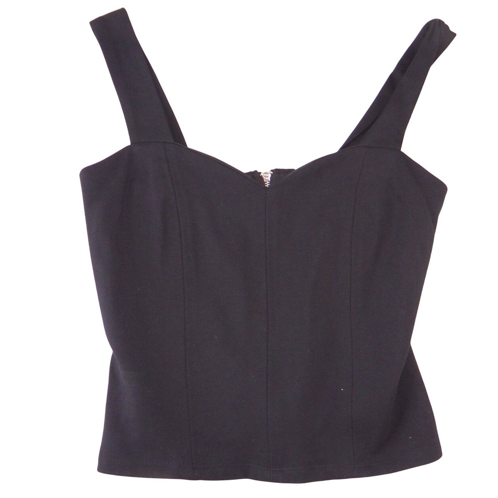 Bar III Womens Black Sweetheart Neck Cropped Tank Top Back Zip Bodice XS