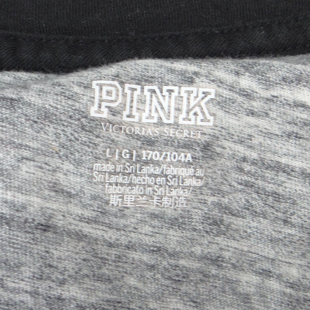 PINK Victoria's Secret Raglan Baseball Tee Gray Black Glitter Logo Size L