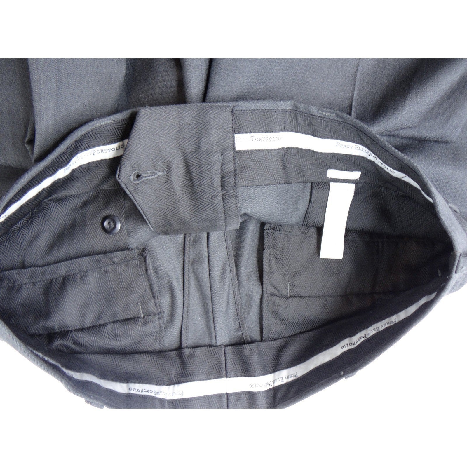 Easy Portfolio Classic Fit Men's Charcoal Gray Dress Pants 33x30 Wool Blend