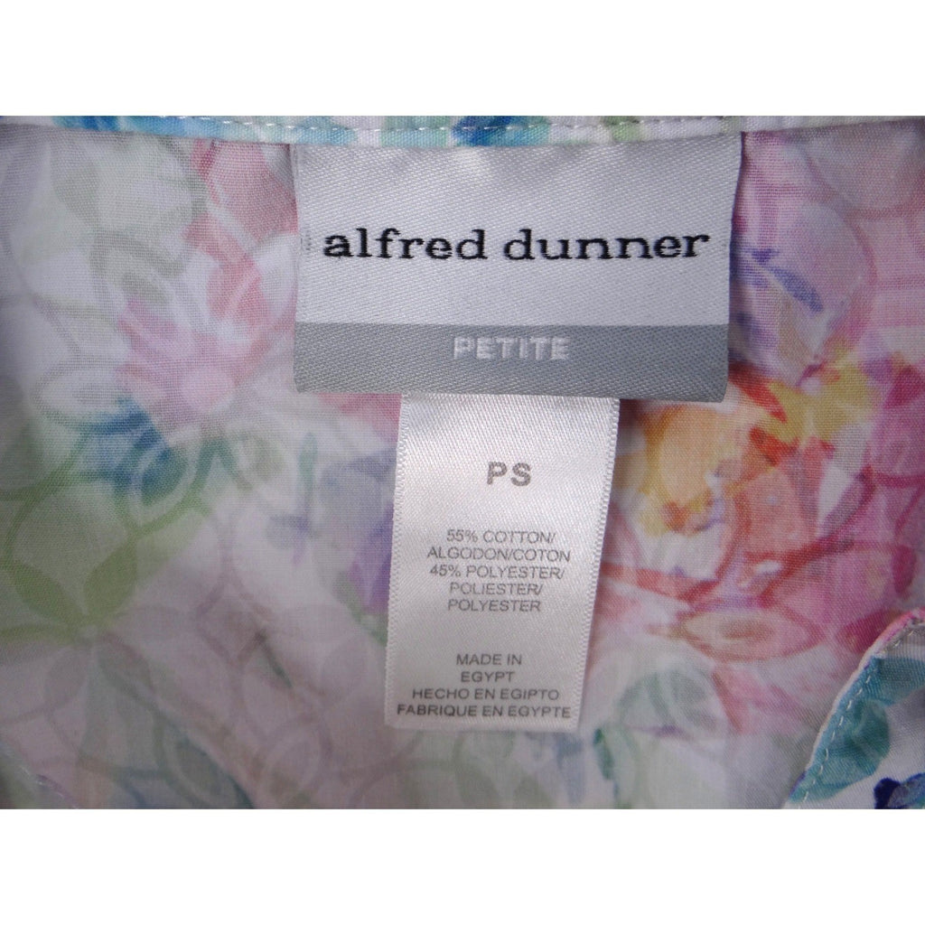 Alfred Dunner Petite Floral Print Short Sleeve Button Up Shirt Women's PS