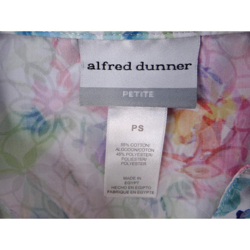Alfred Dunner Petite Floral Print Short Sleeve Button Up Shirt Women's PS