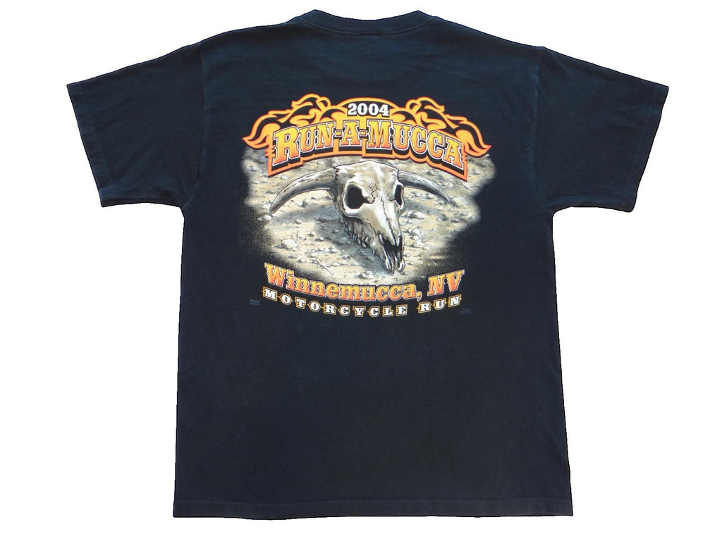 2004 Run-A-Mucca Motorcycle Run Black Graphic T-Shirt