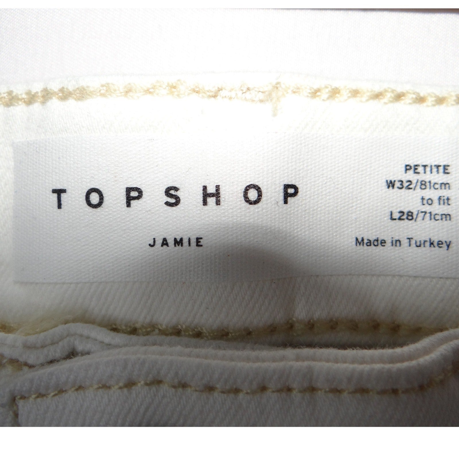 NWT-TOPSHOP Jamie High Waisted Skinny Petite Jeans White Size 10 W32 L28