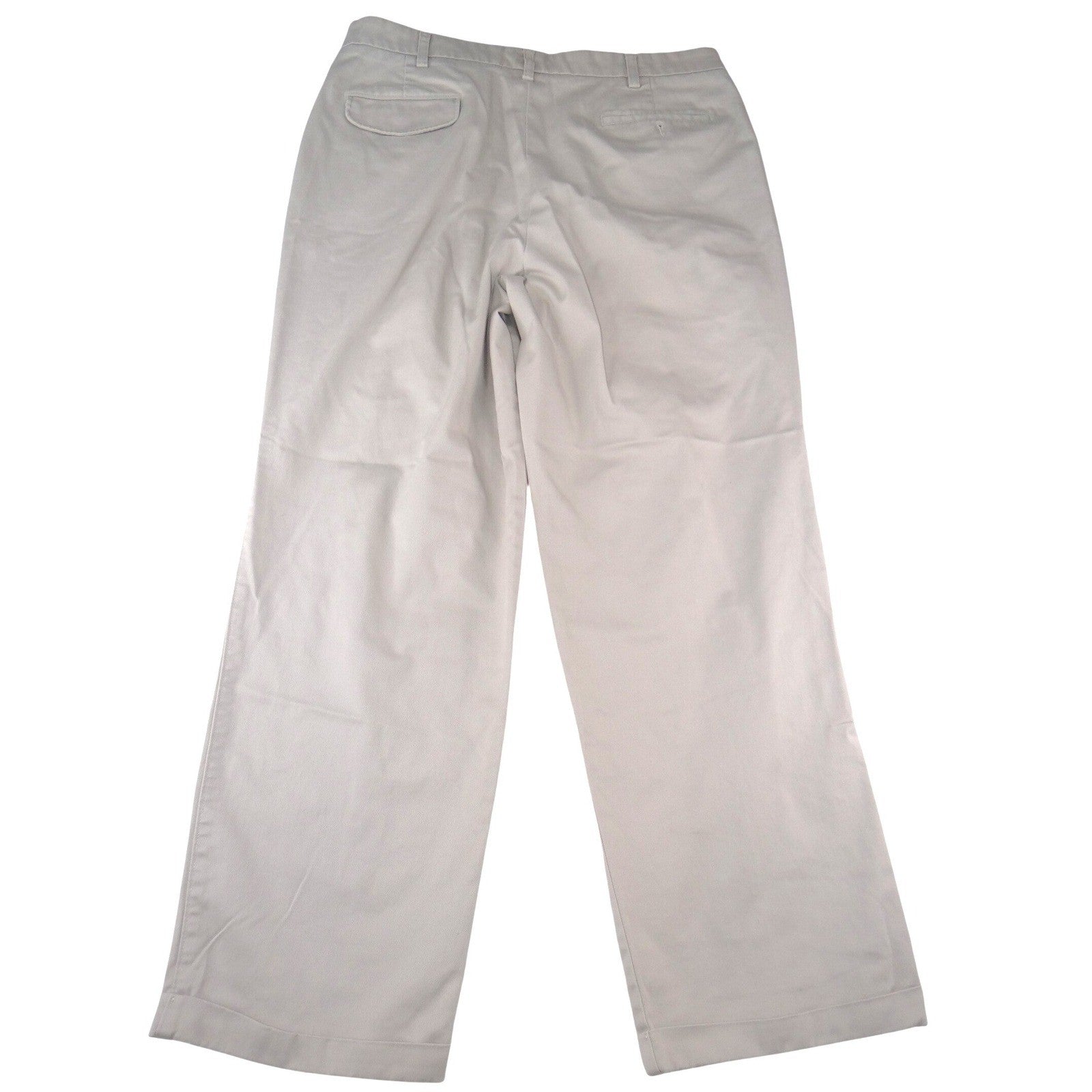 Mens Pleated Chino Trousers Khaki Tan Straight Leg Cotton Pants 35x30.5