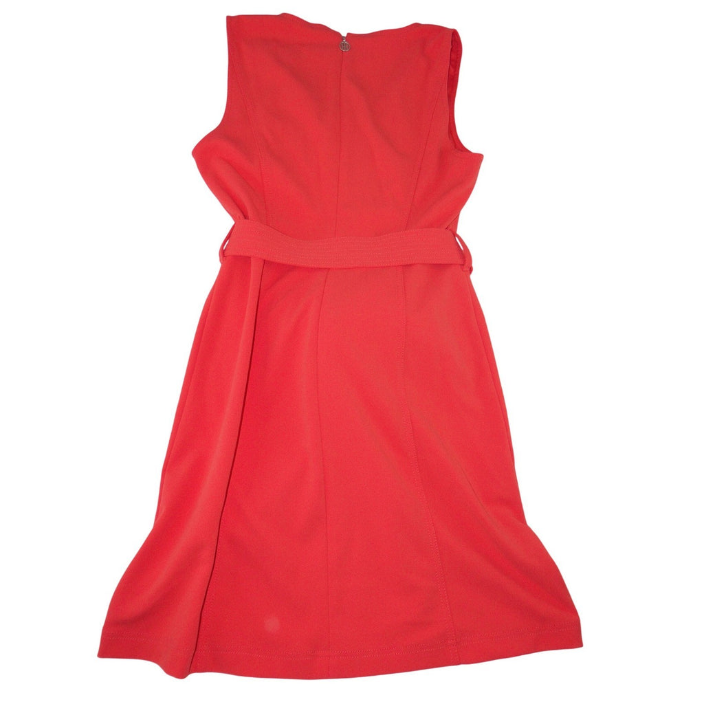 Tommy Hilfiger Red Sleeveless Belted Sheath Dress Career V-Neck Size 10