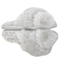 Nicole Miller New York Womens Faux Fur Criss Cross Slippers Grey Size M 6.5-7.5
