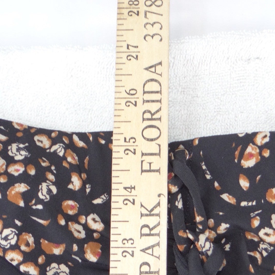 White House Black Market Ruched Floral Leopard Midi Skirt Black XS