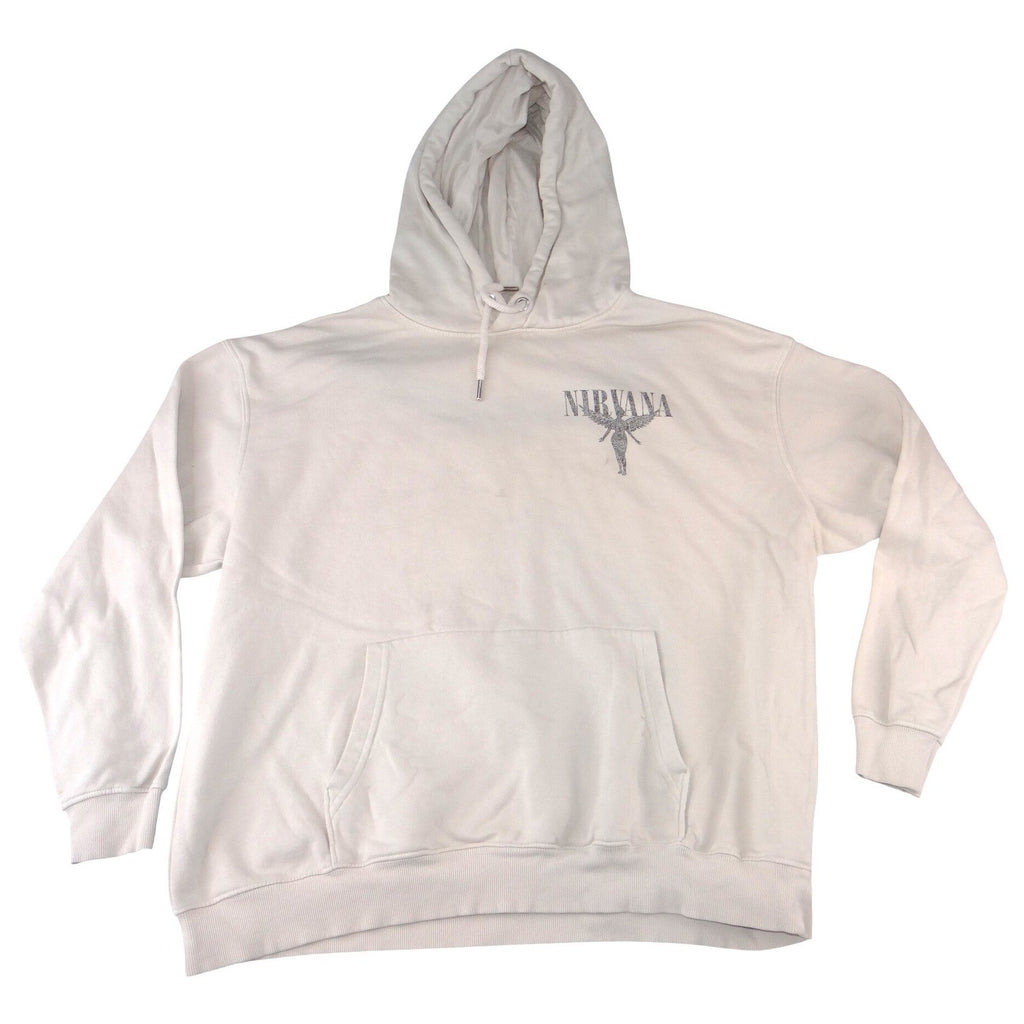 Nirvana In Utero Graphic Hoodie Mens Cream Beige Rock Band Sweatshirt