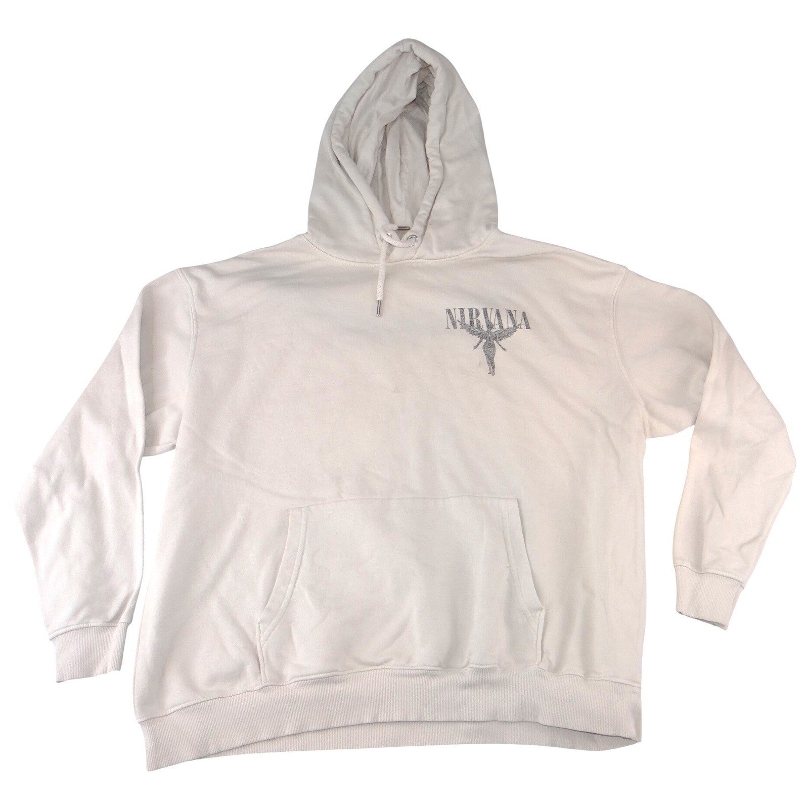 Nirvana In Utero Graphic Hoodie Mens Cream Beige Rock Band Sweatshirt