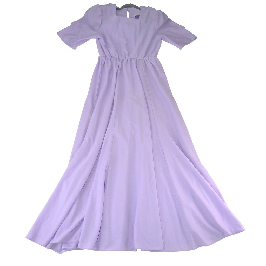 Anthony Richards Vintage Lavender Purple Square Neck Maxi Dress Short Sleeve