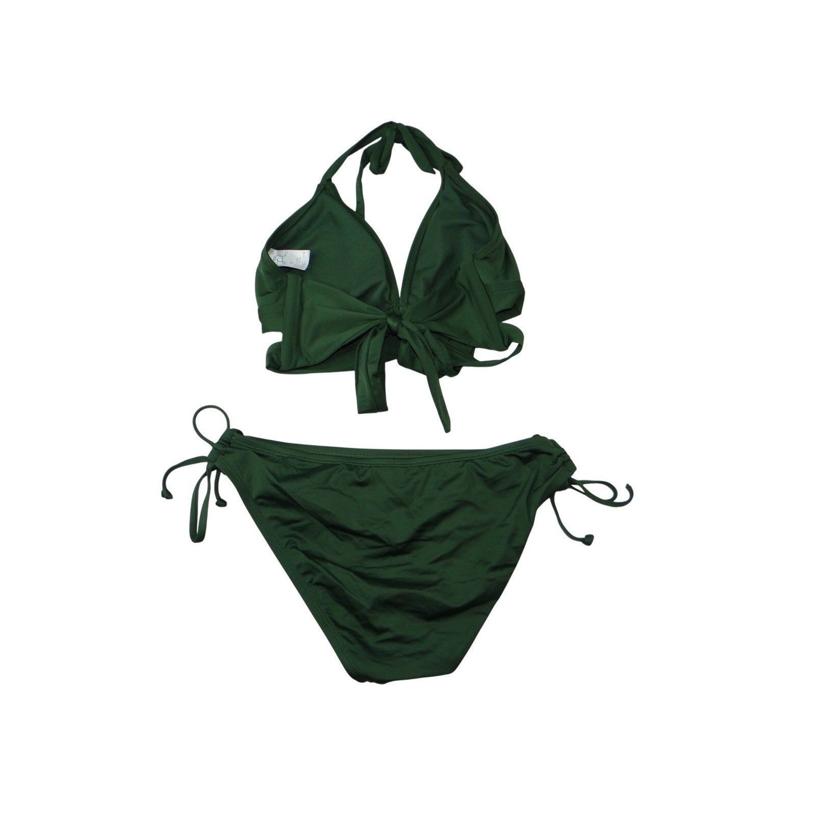 Kona Sol Womens Dark Green Halter Tie Bikini Swimsuit Set Size M/S