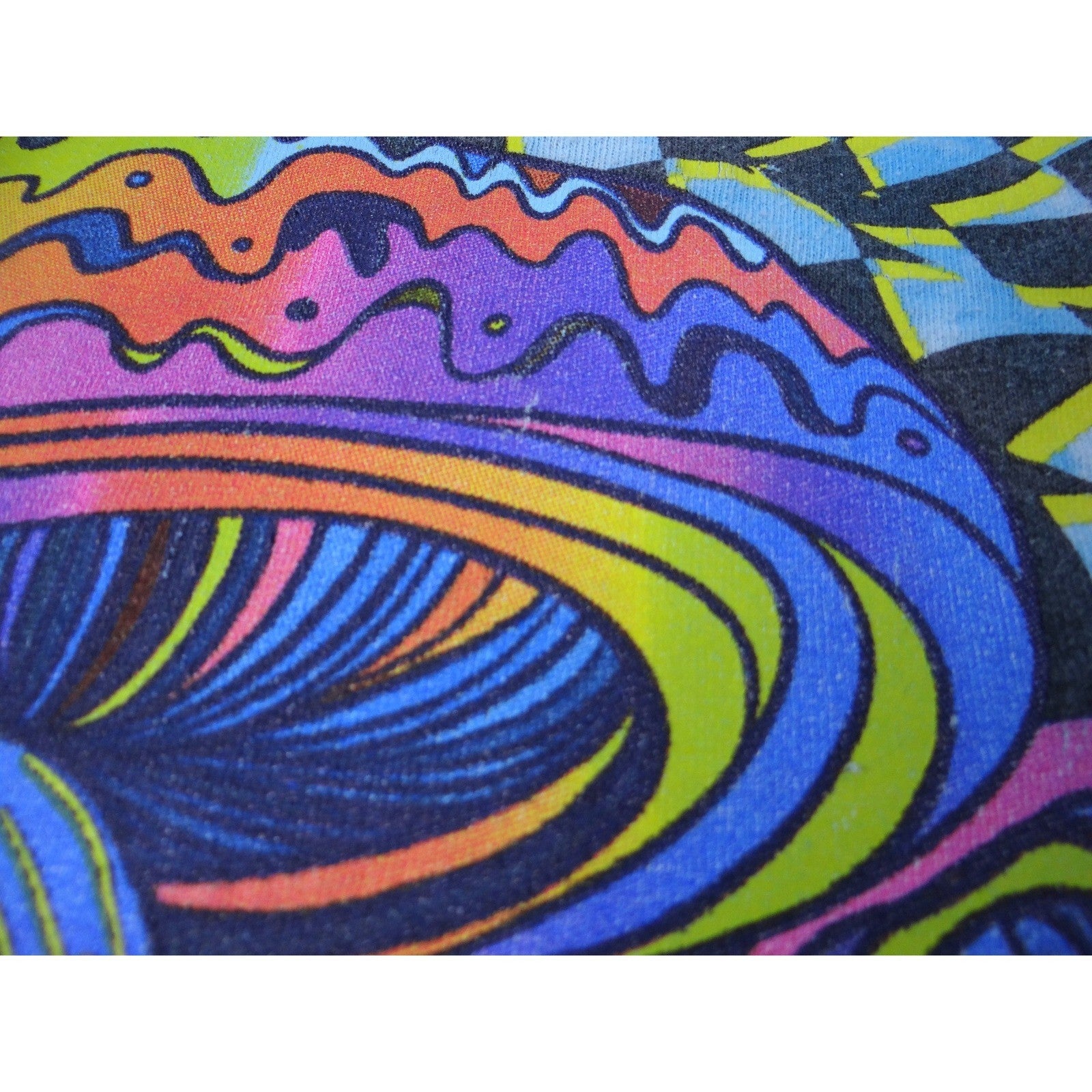 Gildan Tie Dye Mushroom Trippy Graphic Tee Shirt Blue White Size Medium