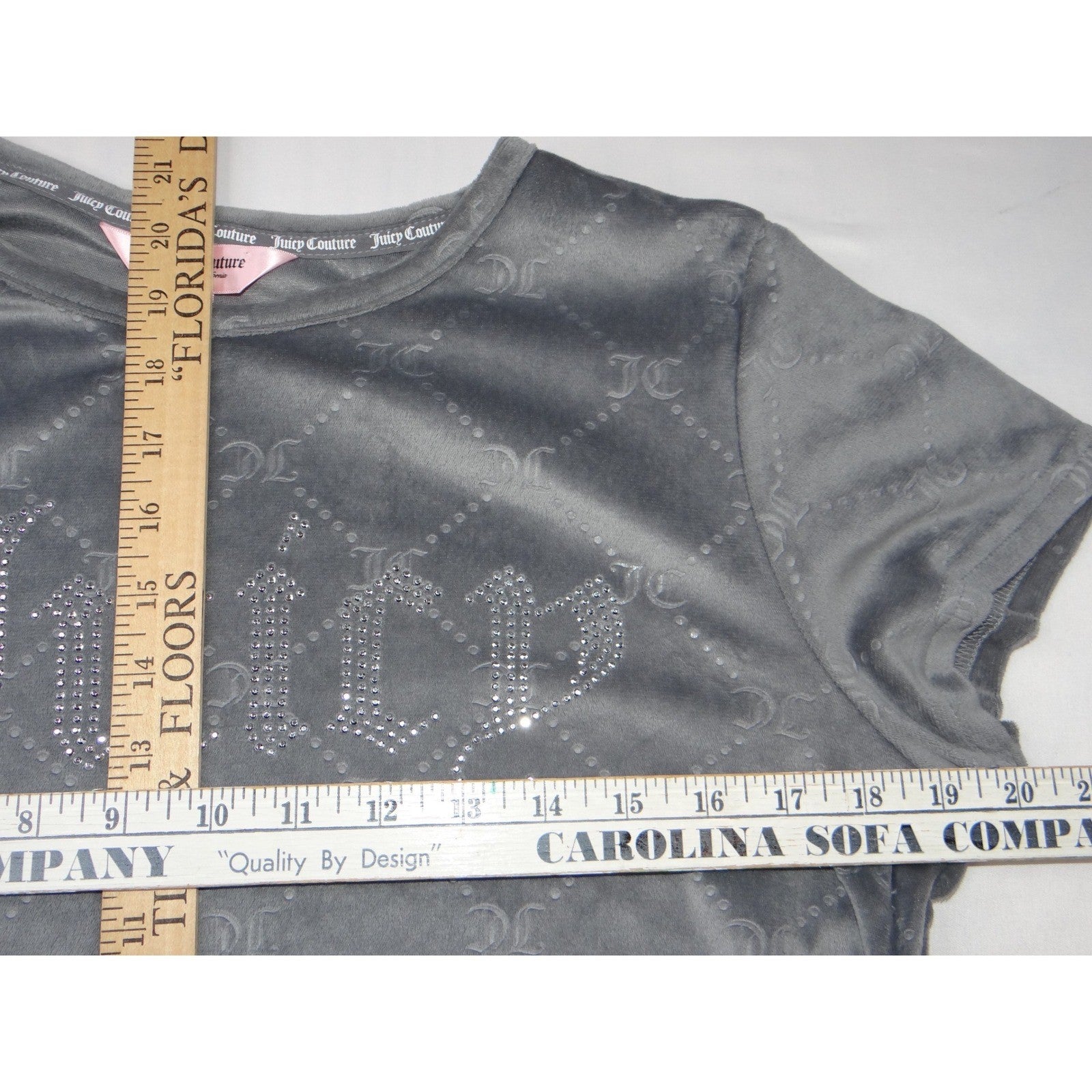 Juicy Couture Velour Shorts Grey All Over JC Logo Sleepwear Loungewear Women XL