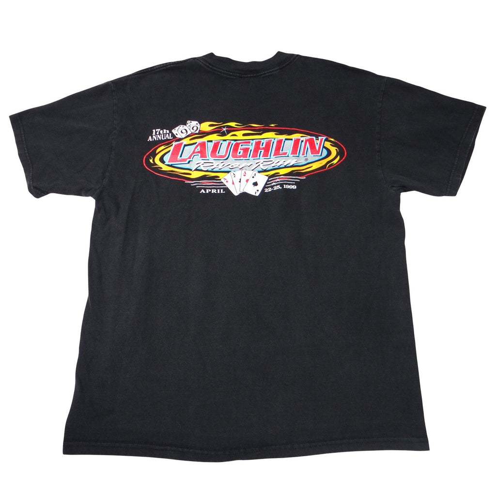 Vintage 1999 Laughlin River Run Biker T-Shirt Mens Large Black Hanes 90s Rally