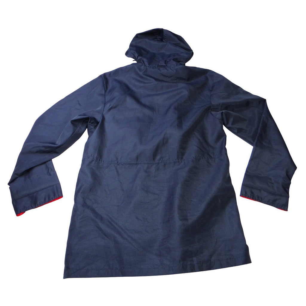 Womens Navy Blue Hooded Lightweight Rain Jacket Red Accents Size M