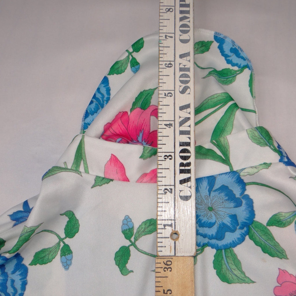 Vintage 70s Floral Zip Front Robe Housecoat Pink Blue White Small 1967