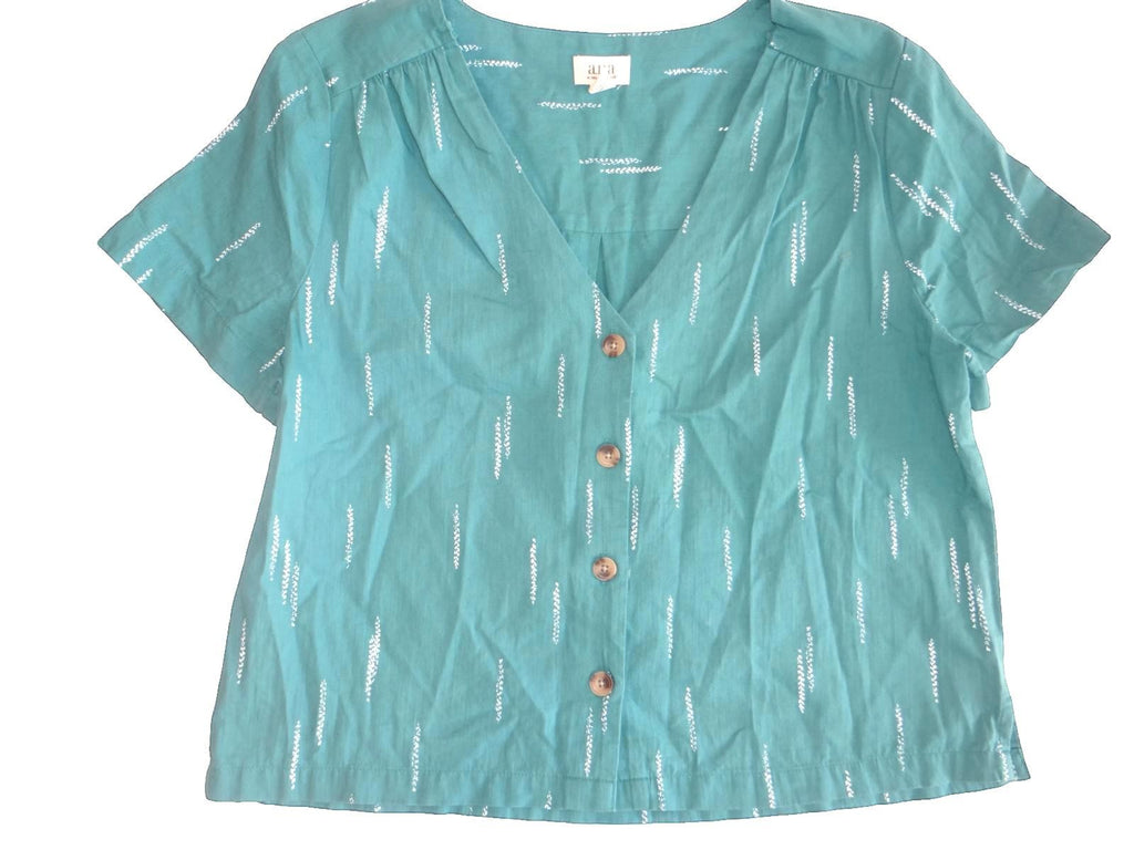 Ana Women's Short Sleeve Button Front Top - 3x